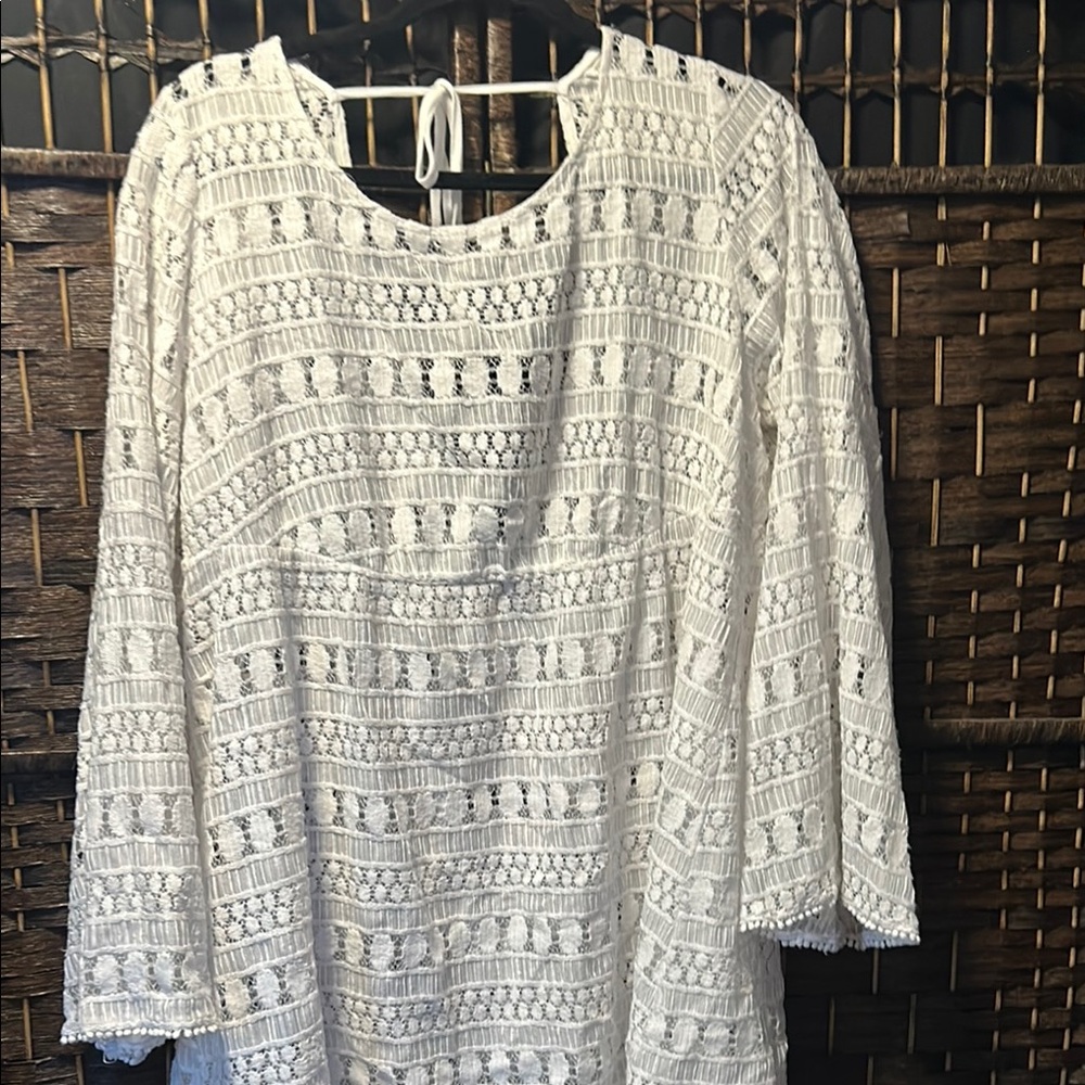 Torrid White Crochet Swim Coverup